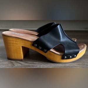 MIA Black Leather Clogs 👡